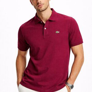 Lacoste Men's Burgundy Polo Shirt Size 5 Large Classic Fit Short Sleeve Cotton